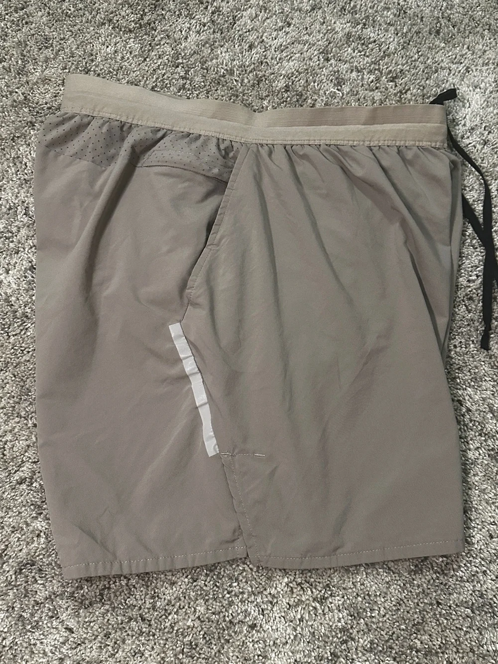 Nike boys Athletic Shorts in Taupe with Black Drawstring